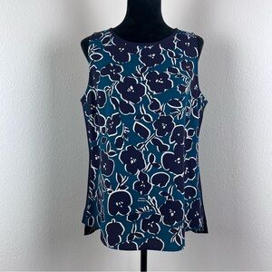 Cabi Shirt Womens Medium Warhol Floral Sleeveless Blouse Top Blue Purple